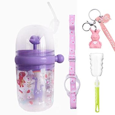 Imagem de Seelucky Garrafa de água com spray de baleia, copo com canudo, design de flamingo rosa, 260 ml