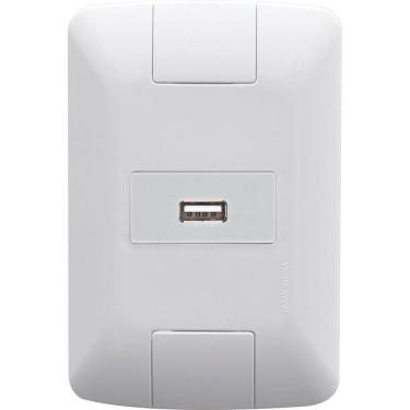 Imagem de Conjunto 4x2 com 1 Tomada USB Brilho 1,5 A Bivolt Tramontina Aria Branco Tramontina
