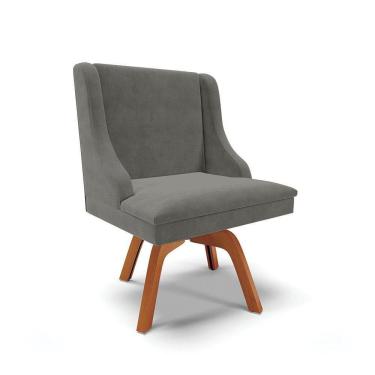 Imagem de Cadeira Suede Grafite Giratória De Madeira