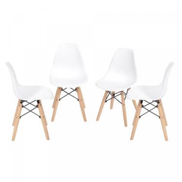 Imagem de Kit 4 Cadeiras Base Madeira Dkr OR Design Branco