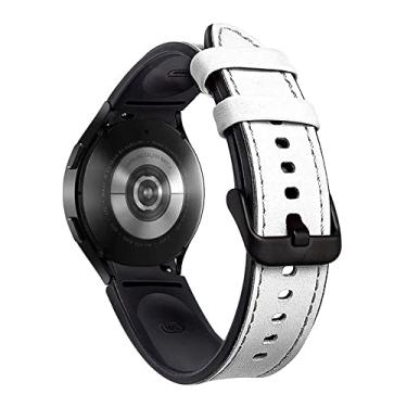 Imagem de Pulseira de Couro Híbrido LTIMPORTS, Compatível com Galaxy Watch 6, Watch6 Classic, Watch 5, Watch5 Pro, Watch 4, Watch4 Classic (Branco)