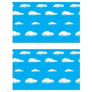 Imagem de Beistle Céu de 8 bits pano de fundo 2 peças, 10 x 76 cm, azul claro/branco