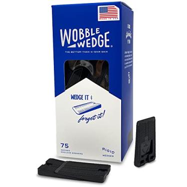 Imagem de WOBBLE WEDGES canelas empilháveis de nivelamento multiuso intercambiáveis – Plástico preto rígido – Pacote com 75 – Móveis de nível, mesas de restaurante, eletrodomésticos, luminárias de encanamento, mesas, fontes e mais
