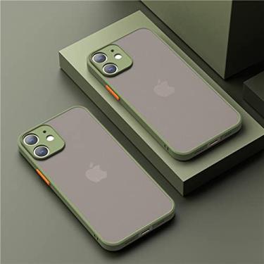 Imagem de Capa fosca de armadura à prova de choque para iPhone 13 12 11 Pro Max XR XS X 7 8 Plus SE Mini Luxo Silicone Amortecedor Capa de Capa de PC Dura, Verde Menta, Para iPhone12 Pro Max