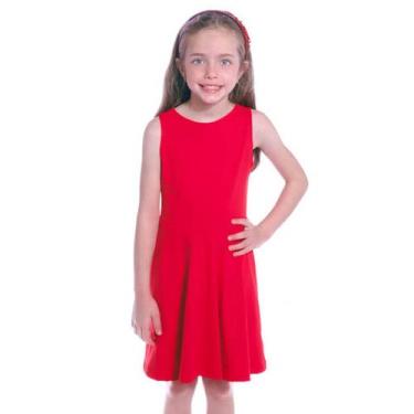 Imagem de Vestido Infantil Vermelho Regata Decote Canoa - Ficalinda