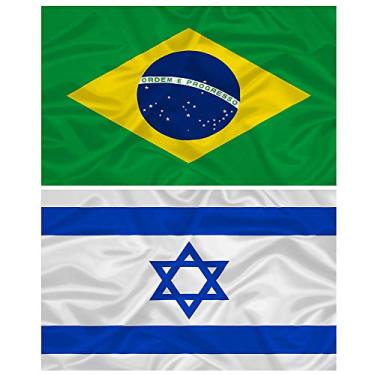 Imagem de Bandeira de Israel + do Brasil 145cm x 90cm da Marca Minha Bandeira - Dupla Face