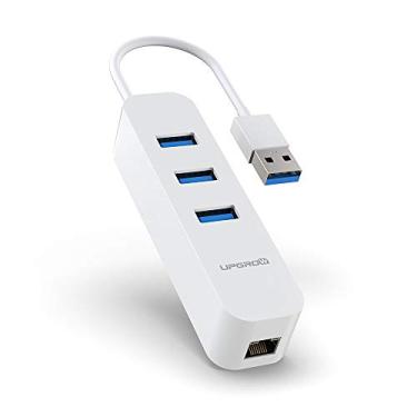 Imagem de Upgrow Hub USB 3.0 de 4 portas com conversor de porta Ethernet 4 portas USB 3.0 HUB com porta Ethernet 10/100/1000 Gigabit a RJ45, suporta Windows, Mac OS 10.6 e acima, Linux-White
