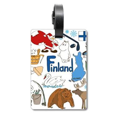 Imagem de Finlândia Landscap Animais Bandeira Nacional Mala Etiqueta Bagagem Cartão Pendurado Etiqueta Scutcheon Etiqueta, Multicolorido.