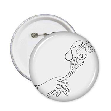 Imagem de Cultura Mão Linha Flor Desenho Padrão Alfinetes Emblema Botão Decoração Acessório 5 peças