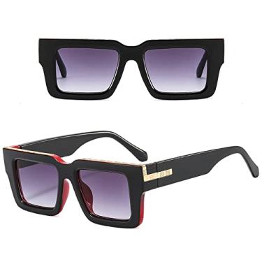 Imagem de Óculos de sol grandes moda leopardo feminino designer de luxo armação grossa óculos de sol quadrado gradiente oculos, preto vermelho, tamanho único