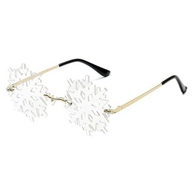 Imagem de Óculos de sol fashion floco de neve feminino vintage único sem aro claro óculos de sol oco masculino sombras uv400, 3, tamanho único