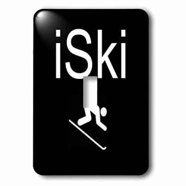 Imagem de 3dRose lsp_180057_1 Iski, letras brancas em fundo preto com imagem da capa de interruptor de luz de esquiador
