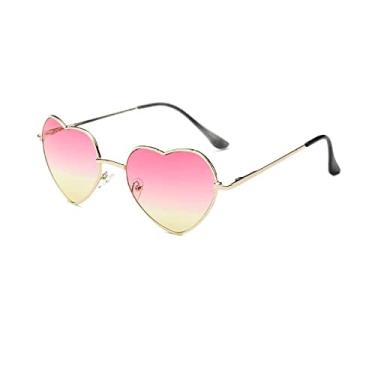 Imagem de Óculos de sol de coração rosa metal feminino designer de moda óculos femininos de metal em forma de coração oceano óculos de sol, 1, china