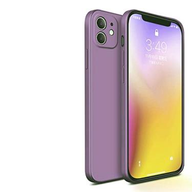 Imagem de Capa quadrada de silicone líquido para iPhone 11 12 13 Pro Max Mini X XR XS Max 7 8 Plus SE Capa traseira, roxo escuro, para iPhone XR