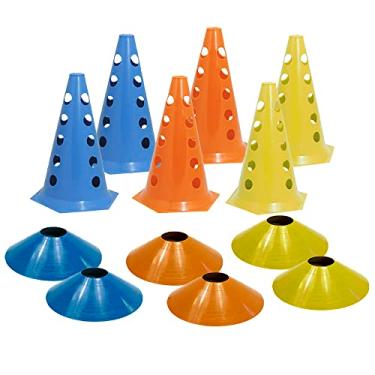 Imagem de 6 Cones 23cm Treinamento Funcional + 6 Pratos Demarcatórios