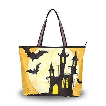Imagem de Bolsa de ombro com desenho animado Happy Halloween Night bolsa de ombro para mulheres e meninas, Multicolorido., Large