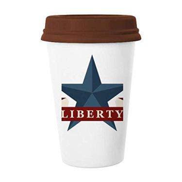 Imagem de Pentagrama Liberty Slogan America Country City Caneca de café Copo de cerâmica