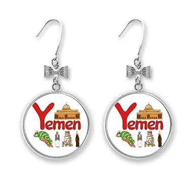Imagem de Brincos de laço com símbolo nacional do Iêmen com laço e gancho perfurado