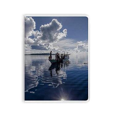 Imagem de Caderno de fotos de pessoas de barco azul água oceânica capa diária capa macia