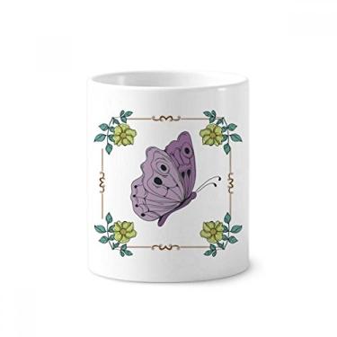 Imagem de Borboleta roxa com citação suporte para caneta de escova de dentes caneca, suporte de cerâmica, copo lápis