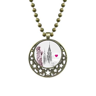 Imagem de DIYthinker I Love New York America Country City Pendant Star Necklace Moon Chain Jewelry