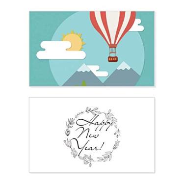 Imagem de Balão de ar quente, estampa de nuvem, ano novo, festival, cartão de felicitações, mensagem de abençoar presente