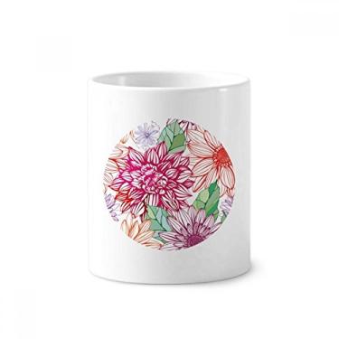 Imagem de Decoração de cor flor flor Pompon escova de dentes suporte caneca cerâmica suporte lápis copo