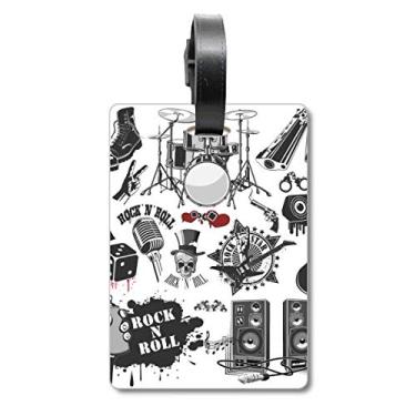 Imagem de Combinação de instrumentos musicais, estampa ilustrada, mala, etiqueta para bagagem, cartão de bagagem, etiqueta para pendurar