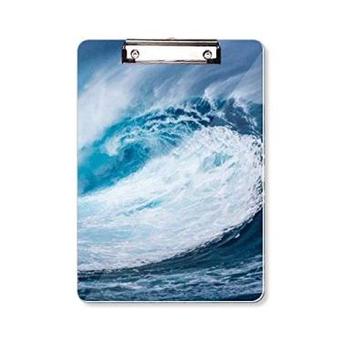Imagem de White Wave Sea Water Science Nature Picture Prancheta pasta para escrever placa de apoio A4