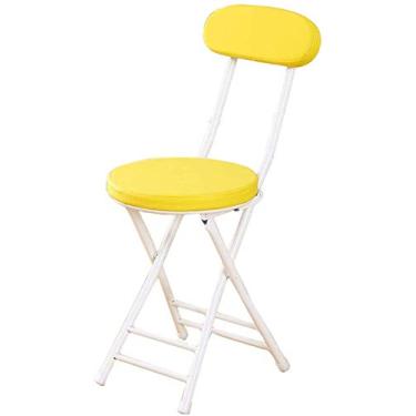 Imagem de JWCN Cadeira dobrável, cadeira de casa, encosto para mesa de jantar, cadeira de jantar alta, banquinho redondo, simples e portátil, cadeiras dobráveis - atualização H