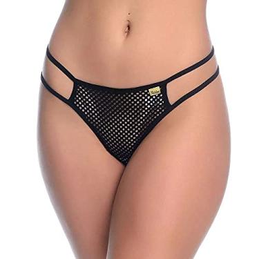 Imagem de PATITEX LINGERIE - Calcinha Fio Dental Em Arrastão E Detalhe Em Strass Tamanho Único Preto REF:263