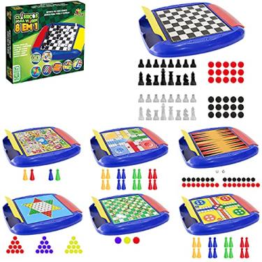 Imagem de Jogos Clássicos para Viagem 8 em 1 Xadrez Gamão Damas Ludo