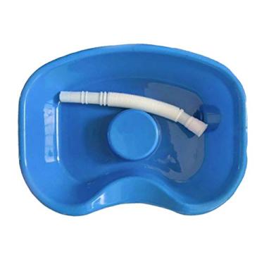Imagem de Segolike Descanso de pescoço em lavatório de cama, bandeja de lavagem de cabelo para pia, equipamento de salão para cabelo, tigela de xampu portátil, lavatório, mangueira azul de 75 cm