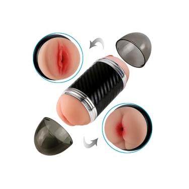 Imagem de Masturbador Masculino Duplo Vagina e Anus Em Cyberskin Com Ondulações Internas