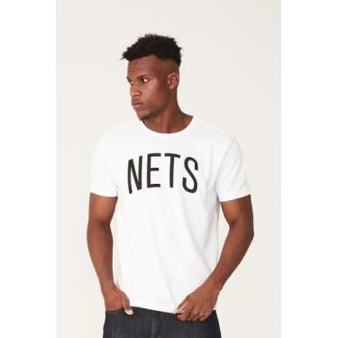 Imagem de Camiseta Nba Plus Size Estampada Brooklyn Nets Branca