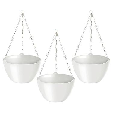 Imagem de Kit 3 Vaso Cuia Cachepo Elegance Suspenso Para Samambaia e Planta Pendente + 3 Corrente 44cm