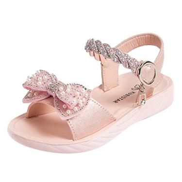 Imagem de Sandálias Jelly para meninas tamanho 5 sapatos infantis verão com diamante sandálias fashion meninas sandálias macias para crianças, Rosa, 13 Little Kid