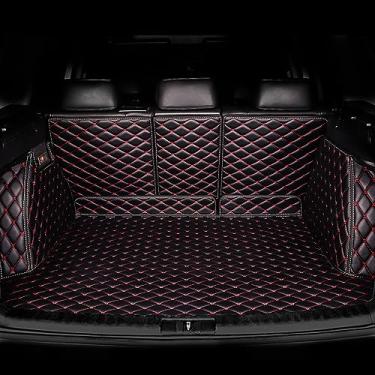 Imagem de Forro de bota de cobertura total para carro, para Audi A5 4 portas 2010-2016 antiderrapante à prova d'água tapetes de couro protetor de porta-malas traseiro, acessórios de carro, preto-vermelho