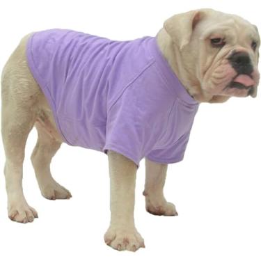 Imagem de Lovelonglong 2019 Trajes de animal de estimação Roupas de cachorro roupas em branco Camisetas para cães grandes médios pequenos 100% algodão 18 coresLovelonglong B-S (for Bulldog -15lbs) violeta