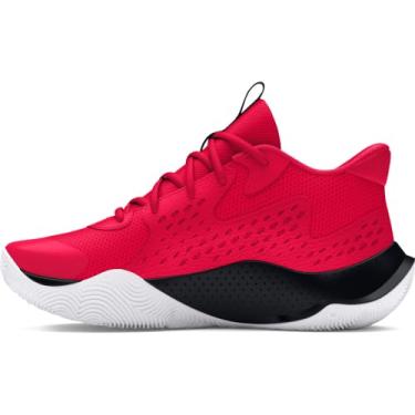Imagem de Under Armour Tênis de basquete unissex infantil escolar Jet '23, (600) Vermelho/Preto/Branco, 4 Big Kid