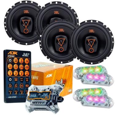 Imagem de Kit 4 Alto Falantes Triaxiais JBL 6TRMS80 320 Watts Rms + Kit 4 Strobo AJK 6W Ritimico 3.0