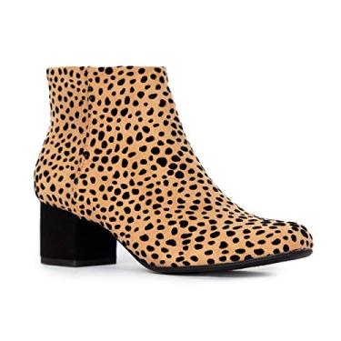 Imagem de J. Adams bota de cano baixo de salto baixo – bota casual com zíper – bota confortável de bico redondo – Jody, Cheetah, 6