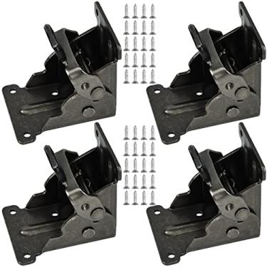 Imagem de Suportes dobráveis, 4 peças de suporte de extensão de trava para perna de cama de mesa, ferragens de dobradiça dobrável de aço bronze com parafusos (0-90 graus, bronze)