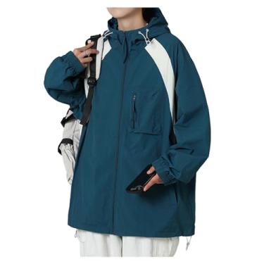 Imagem de Jaqueta masculina leve, corta-vento, cor sólida, capa de chuva, casaco de ciclismo com capuz ajustável, Cor 3, GG