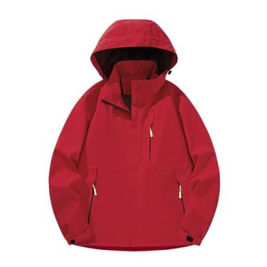 Imagem de Jaqueta masculina leve, corta-vento, cor sólida, capa de chuva, com zíper, bolsos, casaco de ciclismo, Vermelho, 5G