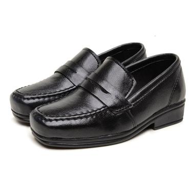 Imagem de Sapato Mocassim Social Infantil Menino Calce Facil Escolar Confortavel Pajem Bico Quadr...
