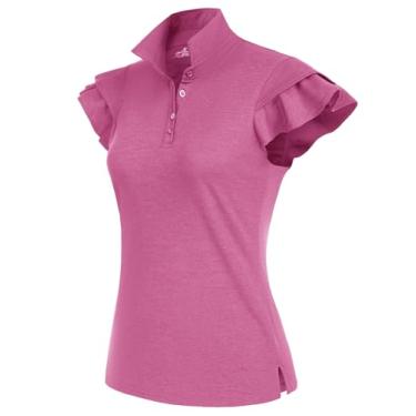 Imagem de JACK SMITH Camisa polo feminina de golfe com babados, sem mangas, absorção de umidade, camisetas atléticas leves, Roxo, rosa, GG