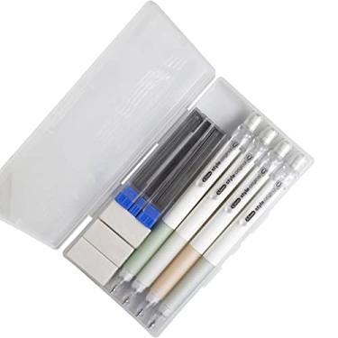Imagem de Idcrea Conjunto de lapiseiras 4 peças 0,5 lapiseiras 100 HB grafite 3 borrachas para estudantes