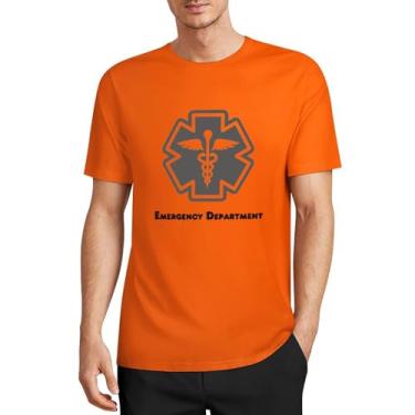 Imagem de Camiseta masculina CHAIKEN&Capon tema do departamento de emergência, camisetas delicadas, 5GG, masculina, gola redonda, manga curta, algodão, Laranja médio, 5G