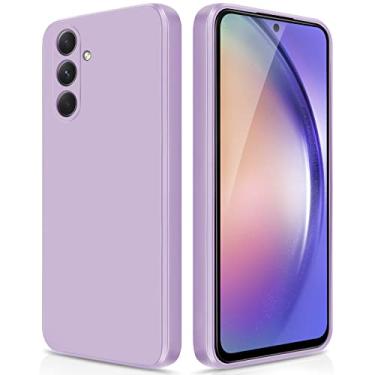 Imagem de GiiYoon Capa para Samsung Galaxy A54, capa protetora de corpo inteiro com toque suave e sedoso, case à prova de choque com forro em microfibra - Lilá